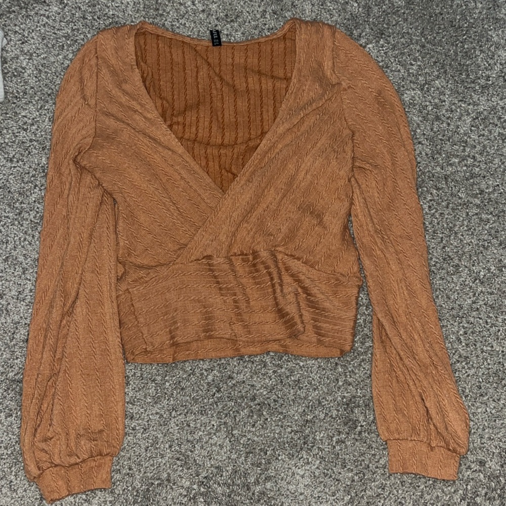 Zaful Brown Wrap Sweater